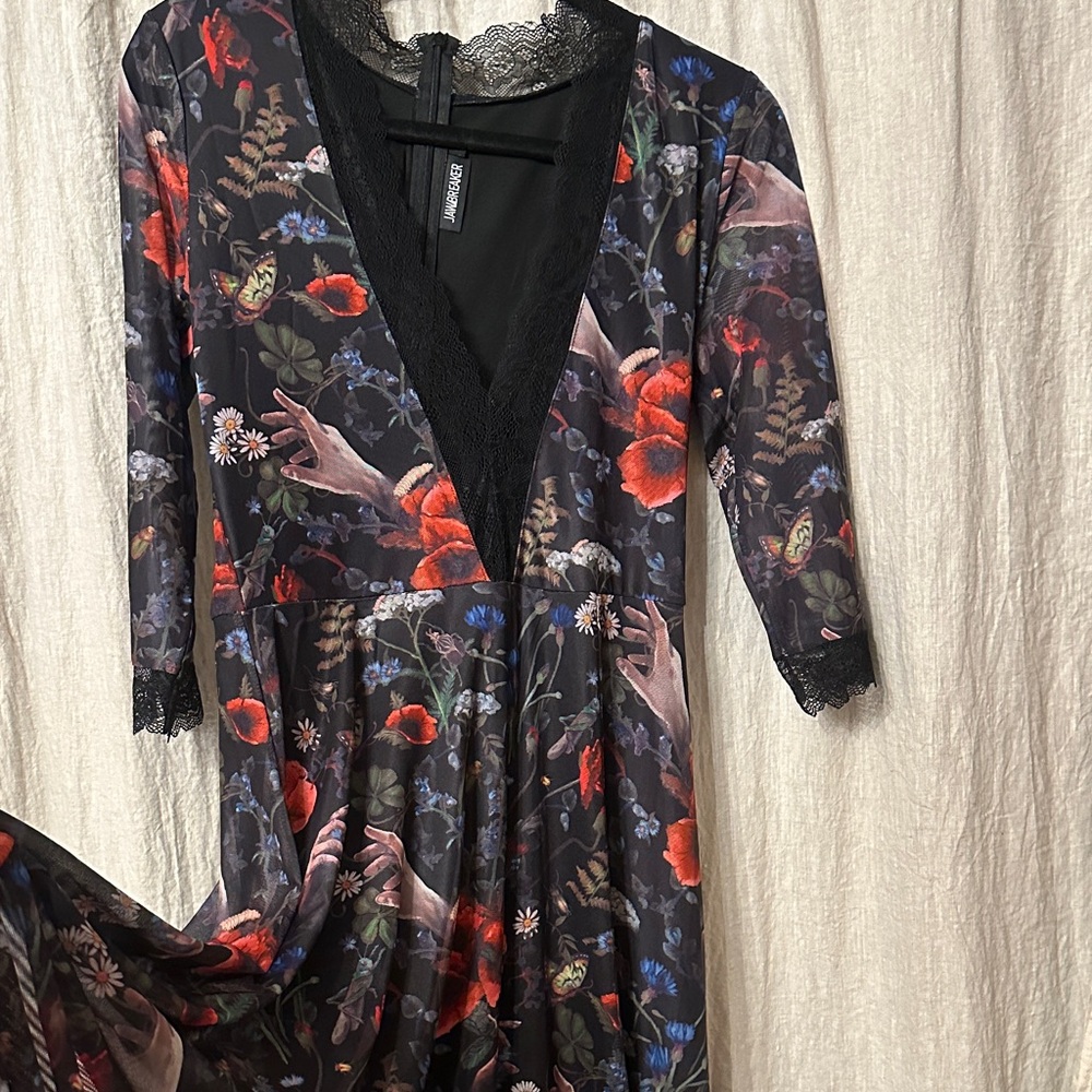 Gothic Black Floral Lace Dress